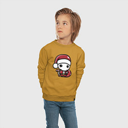 Свитшот хлопковый детский Маленький Санта Клаус, цвет: горчичный — фото 2