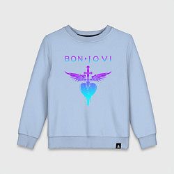 Свитшот хлопковый детский BON JOVI NEON LOGO HEART, цвет: мягкое небо