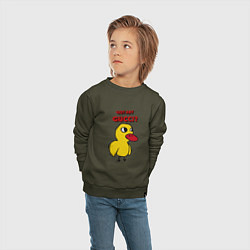 Свитшот хлопковый детский Gucci duck гуччи утка, цвет: хаки — фото 2