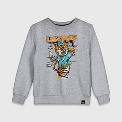 Свитшот хлопковый детский Тигр игрок в гольф, цвет: меланж