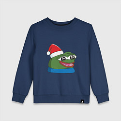 Свитшот хлопковый детский Pepe, pepe happy, Пепе хеппи, pepe happy new year, цвет: тёмно-синий