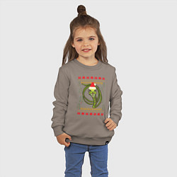 Свитшот хлопковый детский Рождественский свитер Скептическая змея, цвет: утренний латте — фото 2