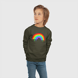 Свитшот хлопковый детский Colors of rainbow, цвет: хаки — фото 2