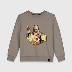 Свитшот хлопковый детский Dogma - smile Jesus like, цвет: утренний латте