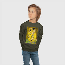 Свитшот хлопковый детский Поцелуй картина Климта, цвет: хаки — фото 2