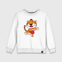 Свитшот хлопковый детский Танцующий тигр, цвет: белый