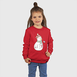 Свитшот хлопковый детский Снеговик с птичкой, цвет: красный — фото 2