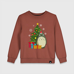 Свитшот хлопковый детский Тоторо новогодний, цвет: кирпичный