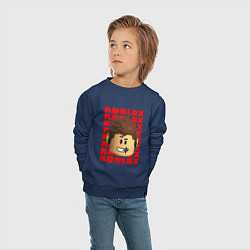 Свитшот хлопковый детский ROBLOX RED LOGO LEGO FACE, цвет: тёмно-синий — фото 2