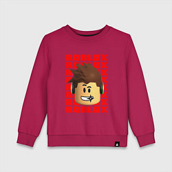 Свитшот хлопковый детский ROBLOX RED LOGO LEGO FACE, цвет: маджента