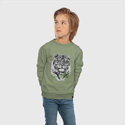 Свитшот хлопковый детский Год белого тигра 2022, цвет: авокадо — фото 2