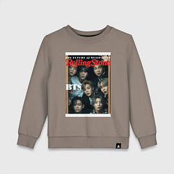 Свитшот хлопковый детский BTS БТС на обложке журнала, цвет: утренний латте