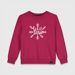 Свитшот хлопковый детский Snowflake Let it snow, цвет: маджента