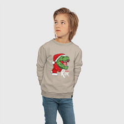 Свитшот хлопковый детский T-rex Merry Roar, цвет: миндальный — фото 2