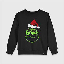 Свитшот хлопковый детский Resting Grinch Face, цвет: черный