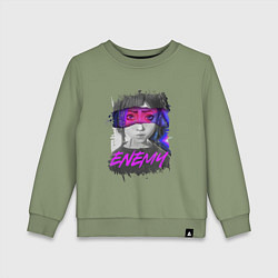Свитшот хлопковый детский Everywere My Enemy, цвет: авокадо