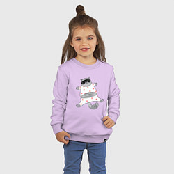 Свитшот хлопковый детский Кот в пижаме, цвет: лаванда — фото 2