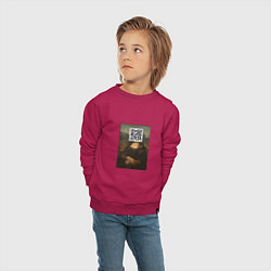 Свитшот хлопковый детский QR Mona Lisa, цвет: маджента — фото 2