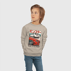 Свитшот хлопковый детский Nissan Skyline Ниссан Скайлайн, цвет: миндальный — фото 2
