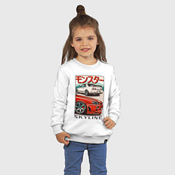 Свитшот хлопковый детский Nissan Skyline Ниссан Скайлайн, цвет: белый — фото 2