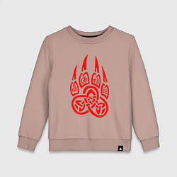 Свитшот хлопковый детский ПЕЧАТЬ ВЕЛЕСА КРАСНЫЙ ЛАПА ВОЛКА, цвет: пыльно-розовый