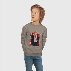 Свитшот хлопковый детский Моб Психо 100 Mob Psycho 100, Аратака Рэйгэн Arata, цвет: утренний латте — фото 2