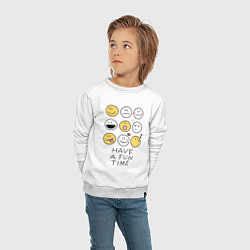 Свитшот хлопковый детский Have a fun time - emoji, цвет: белый — фото 2