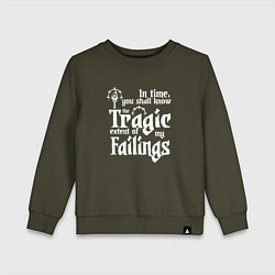 Свитшот хлопковый детский DARKEST DUNGEON LOGO WHITE, цвет: хаки