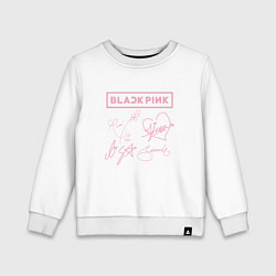 Свитшот хлопковый детский BLACKPINK АВТОГРАФЫ БЛЭКПИНК, цвет: белый