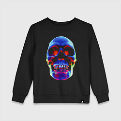 Свитшот хлопковый детский Cool neon skull, цвет: черный