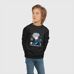 Свитшот хлопковый детский Евангелион Neon Genesis Evangelion, Kaworu Nagisa, цвет: черный — фото 2