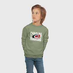 Свитшот хлопковый детский Каролина Харрикейнз, Carolina Hurricanes, цвет: авокадо — фото 2