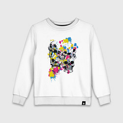 Свитшот хлопковый детский Color & Skulls, цвет: белый