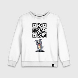 Свитшот хлопковый детский Пожрать есть чё? QR-code!, цвет: белый