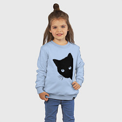 Свитшот хлопковый детский Всё тот же чёрный котяра!, цвет: мягкое небо — фото 2