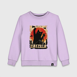Свитшот хлопковый детский Котзилла 0001, цвет: лаванда