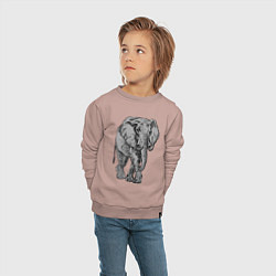 Свитшот хлопковый детский Огромный могучий слон, цвет: пыльно-розовый — фото 2