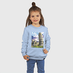 Свитшот хлопковый детский Италия Пизанская башня, цвет: мягкое небо — фото 2