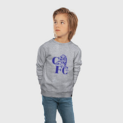 Свитшот хлопковый детский Chelsea Челси Ретро логотип, цвет: меланж — фото 2