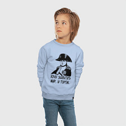 Свитшот хлопковый детский ХОЧУ ТОРТИК НАПОЛЕОН, цвет: мягкое небо — фото 2