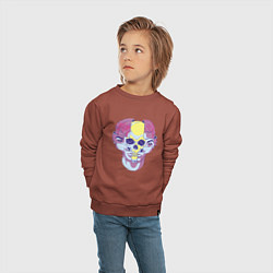 Свитшот хлопковый детский Психоделический череп, цвет: кирпичный — фото 2