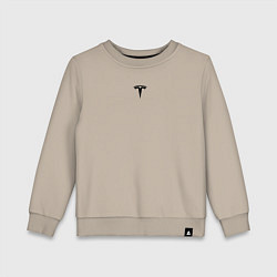 Свитшот хлопковый детский TESLA BLACK LOGO МИНИМАЛИЗМ, цвет: миндальный