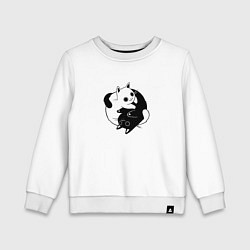 Свитшот хлопковый детский Yin Yang Black And White Cats, цвет: белый