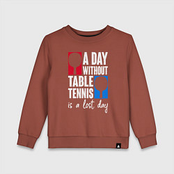 Свитшот хлопковый детский День без настольного тенниса - потерянный день, цвет: кирпичный
