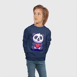 Свитшот хлопковый детский Панда с сердцем!, цвет: тёмно-синий — фото 2