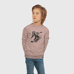 Свитшот хлопковый детский Сноубордист черный силуэт, цвет: пыльно-розовый — фото 2