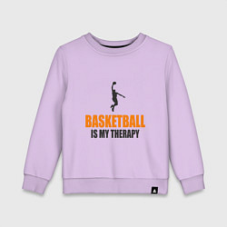 Свитшот хлопковый детский Баскетбол моя терапия, цвет: лаванда