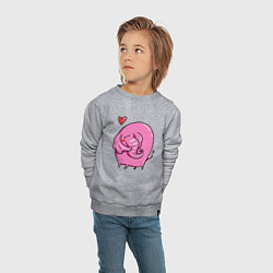 Свитшот хлопковый детский Влюбленный розовый слон, цвет: меланж — фото 2