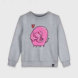 Свитшот хлопковый детский Влюбленный розовый слон, цвет: меланж