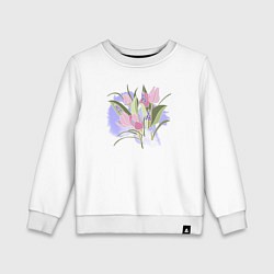 Свитшот хлопковый детский Нежные весенние тюльпаны, цвет: белый